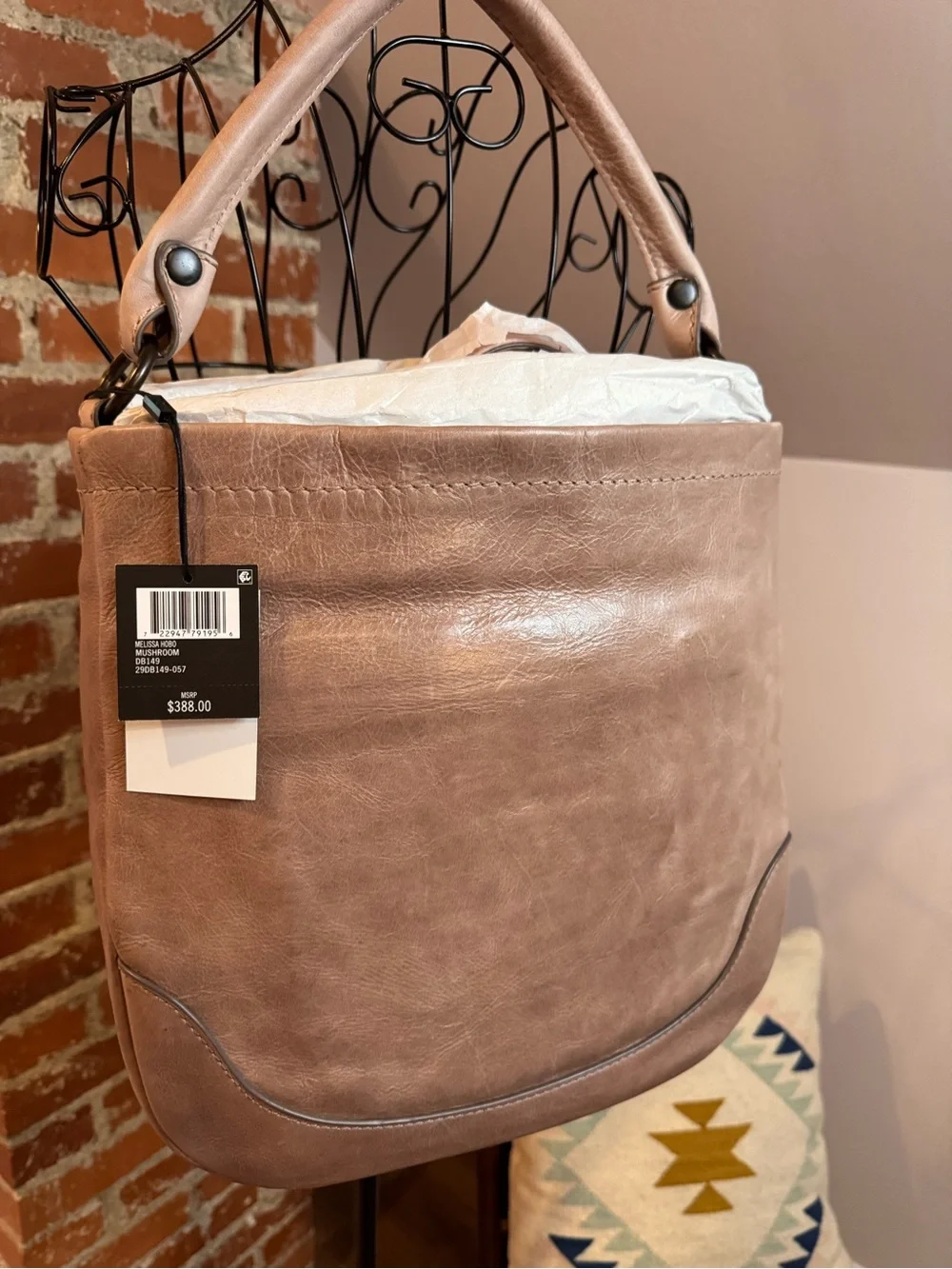 Frye Melissa Hobo Leather Bag In Color Mushroom